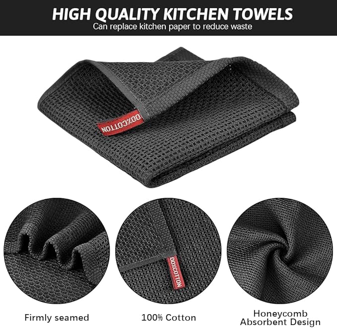 Nialnant 6 Pack Kitchen Towels, 100% Cotton Dish Cloth for Washing Dishes, Absorbent Quick Drying Dish Rags, Multipurpose Cleaning Rags-12x12 Inches