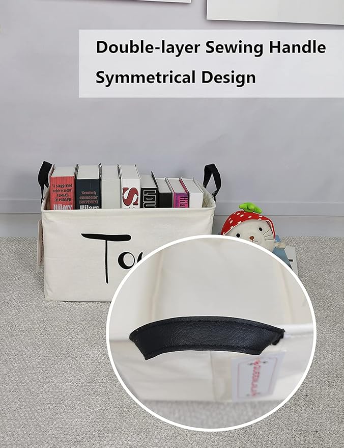 QUEENLALA Rectangular Laundry Hamper/Foldable Nursery Laundry Basket for Organizing/Storage Bin Baskets/Children Toy Office Bedroom/Toy Bin Closet Shelf Baskets（Rec-toys）
