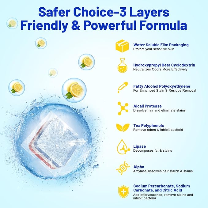 Nunemosk Washing Machine Cleaner -15 Pack, Formulated for Pet Owners | Compatible with HE, Top & Front Load Washer | Septic Safe | Fresh Scent | Removes Residue | Remove Stubborn Pet Hair