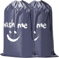 HOMEST 2 Pack XL Wash Me Travel Laundry Bag, Dirty Clothes Organizer, Large Enough to Hold 4 Loads of Laundry, Easy Fit a Laundry Hamper or Basket, Grey