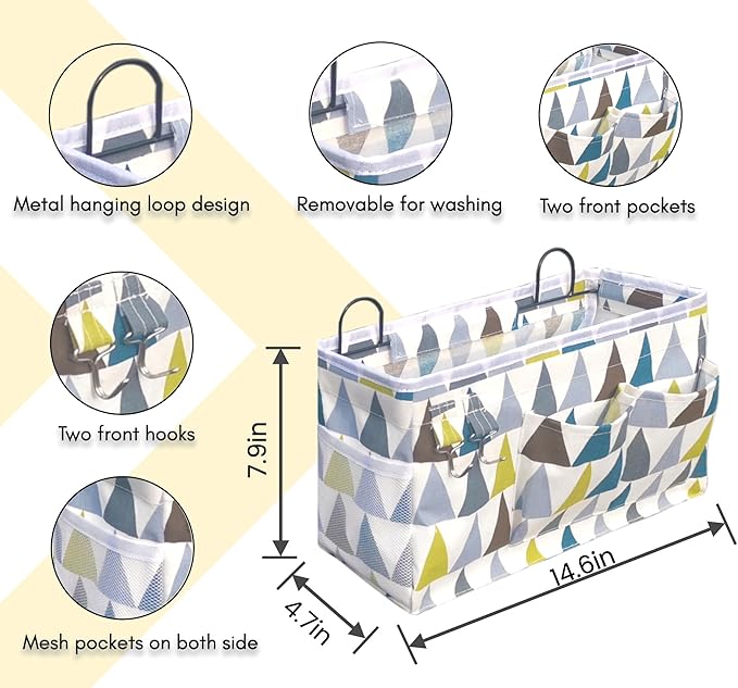 Kanrichu 2pcs Large Wall Hanging Organizer Bag, Linen Fabric Door Hanging Storage Baskets with Pockets, Waterproof Bin for Kitchen, Bedroom, Office, RV Camper (Colors)