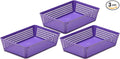 YBM HOME 3-Pack Plastic Storage Baskets Bins for Home Junk Drawer, Shelves, and Office Organization, Functional Trays/Containers Great for Kitchen Pantry, Cabinets, Bedrooms, and Bathrooms, Purple
