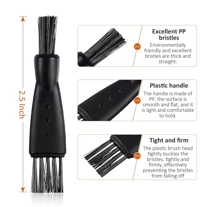 Patelai 20 Pieces Electric Shaver Cleaning Brush Small Clipper Brushes for Cleaning Razor Shaver Cleaner Black Double Sided Nylon Bristles Electric Trimmer Set Keyboard