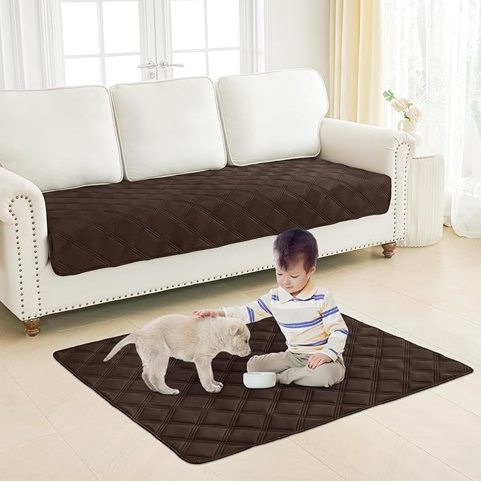 Smiry Waterproof Dog Bed Cover Blanket 40x70, Soft Reversible Pet Blanket, Washable Leakproof Cats Dogs Couch Cover for Sofa, Couch, Furniture, Lattice, Chocolate/Beige