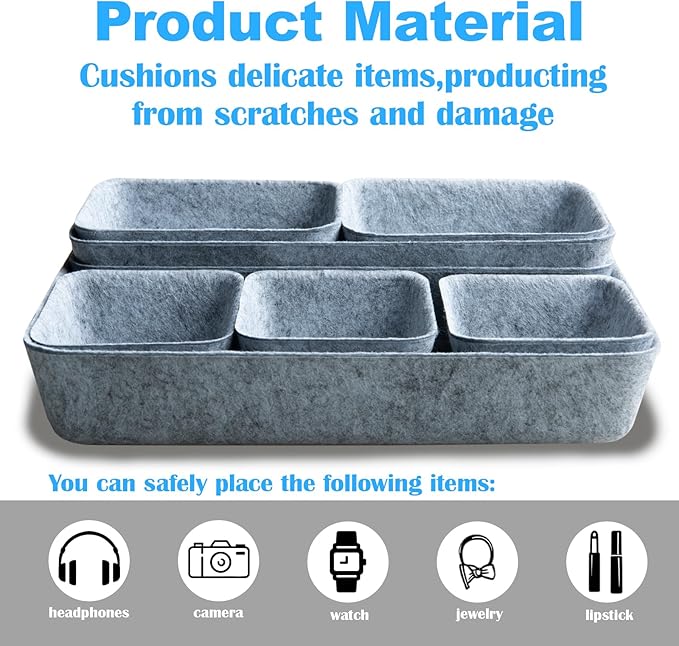 Drawer Organizer Compatible with Alex-8 Piece Modular Felt Different Size Drawer Organizers Set