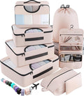 Veken 8 Set Packing Cubes, Travel Gifts for Women Mom, Carry on Suitcase Organizer Bags with Hanging Toiletry Bag and Large Laundry Bag, Travel Essentials Luggage Accessories for Cruise Ship