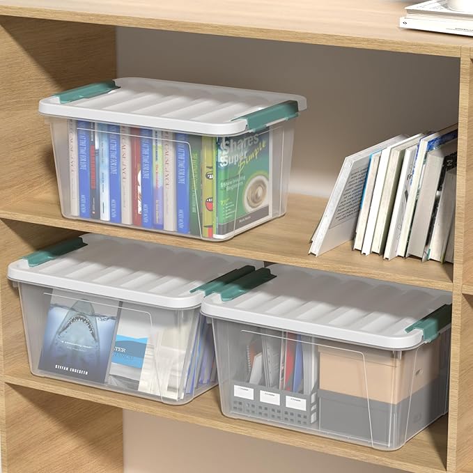 DynkoNA 20 Quart Storage Box Bins with Lids, Clear Plastic Latch Totes for Storage, 6 Packs