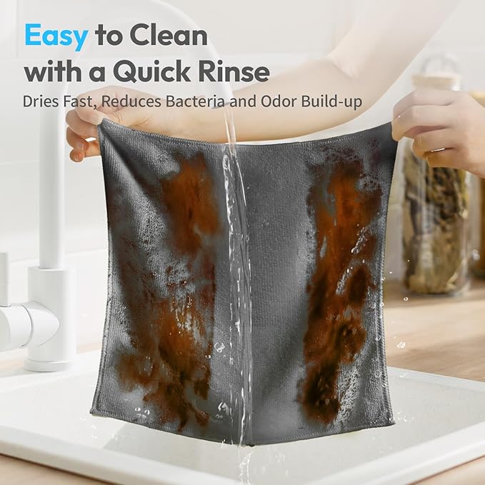 Microfiber Cleaning Cloth 12"X12" 12 Pack Grey Lint Free Microfiber Towels for Cars-Extra Thick, Streak-Free, Fast Absorbent - Reusable Multi-Purpose Housekeeping Rags for Cars