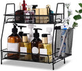 LEMIKKLE Countertop Organizer for Bathroom Counter, The Organizer for Bedroom, Spice Rack Organizer for Kitchen Counter Shelf with Small Basket(Black)
