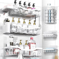 Shower Caddy Adhesive Shower Organizer 8-Pack, Rustproof Stainless Steel Bathroom Shelves, Large Capacity No-Drill Rack Storage Accessories with Soap Dish Toothbrush Holder Hooks