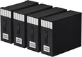 4 Pack Bed Sheet Closet Organizers and Storage,Sturdy Foldable Storage Containers with Window and Label,Storage and Organization for Bedding Sheets,Duvet Covers,Blankets (Black)