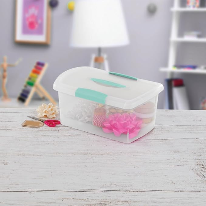 Sterilite 6 Pack Stackable Storage Bin with Latch Lid, Medium Nesting ShowOffs, Clear