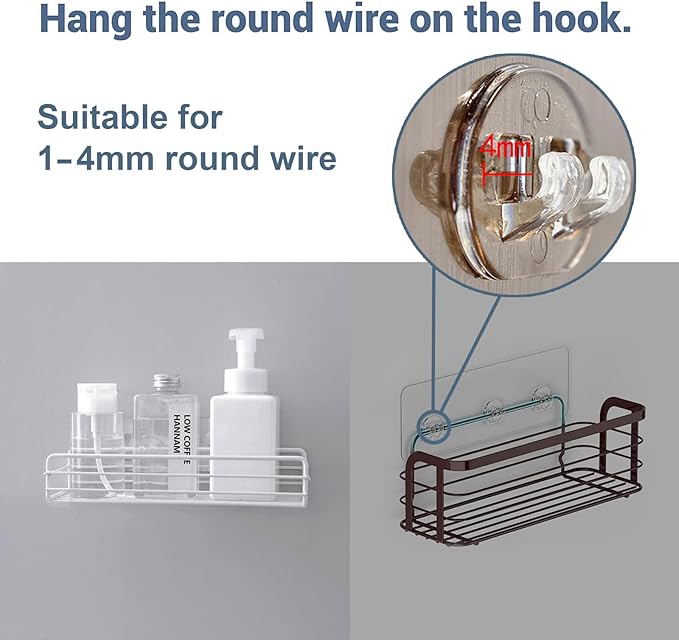 Qiic 12 Pcs Shower Caddy Adhesive Hooks Replacement Storage Shelf Basket Strips Hook/No Drilling Strong Adhesive & Waterproof Hooks for Bathroom Wall Corner Shelf,Soap Holder,Organizer,Kitchen Racks