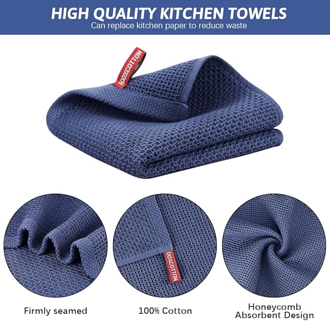 Nialnant 6 Pcs Kitchen Towels, 100% Cotton Kitchen Hand Towels, Super Soft and Absorbent Tea Towel, Dish Towels for Kitchen-13 x 28 in