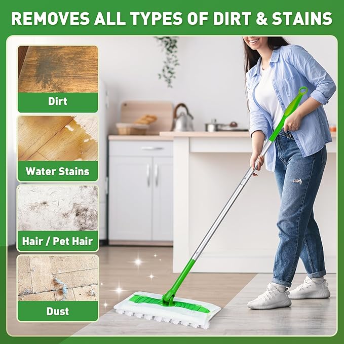 100ct Dry Sweeping Cloths for Swiffer Sweeper Mop, Heavy Duty Microfiber Duster Mop Pad Refills, Captures Dust & Pet Hair, for Hardwood Floors and Multi-Surface Cleaning