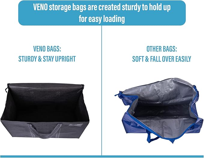 VENO 6 Pack Moving Bags and Large Christmas Storage Bins with lids. Alternative to Moving Boxes, Packing Supplies for College. Extra Large Heavy Duty Totes for Packaging (Dark Gray, 6 Pack)