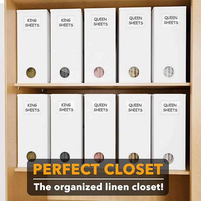 SpaceAid 10 Pack Bed Sheet Organizers and Storage, Foldable Sheet Organizer for Linen Closet, Sheets Set Folder Keeper with Window XL (Queen & King Size) Organizing Bedding Container, White