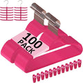 VECELO Premium Velvet Clothes Hangers Suit Heavy Duty (100 Pack)-Non Slip & Space-Saving with 12 Finger Clips & 2Tie Rack Excellent for Men and Women,Rose