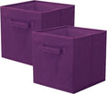 PowerKing Collapsible Storage Cubes with Handles, Fabric Foldable Bins for Closet Shelves, Durable Organization Storage Bins, 10.5'' x 11'' x 10.5'', 2 Pack, Dark Purple