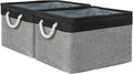 Sacyic Organization and Storage Bins for Shelves - 17X15X12 inch 2 Pack Foldable Baskets for Organizing, Fabric Storage Cubes with Rope, Storage Box for Decorative Cloth (Black & Grey)