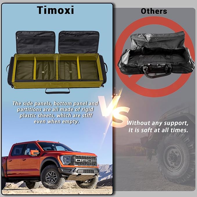 Under Seat Storage Bag Fit for SuperCrew Cab, Collapsible Truck UnderSeat Organizer with 3 Detachable Inner Dividers & Anti-slip Bottom Fit for Crew Cab(Full Size Trucks) (Large)