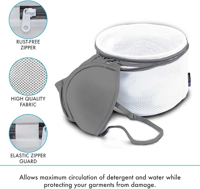 Bra Wash Bag | Laundry | Washing and Drying | Holds 4 Full Size Bras | Panties | Socks| Micro Mesh Fabric