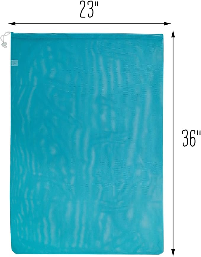Honey-Can-Do LBG-02811 Mesh Laundry Bag with Drawstring, Ocean Blue, 25-inches L x 36-Inches H