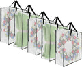 5 Pack Moving Bags, Wreath Storage Bag, Garland Container, Clear Storage Bags with Handles and Zippers Moving Bag for College Carrying, Bedding, Toys Organizer, Under the Bed Storage
