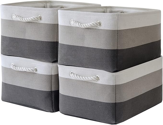 Sacyic Storage Basket Fabric Sturdy Canvas Storage Bins Organizer with Handles for Clothes and Toy Storage Foldable Storage Boxes Cubes