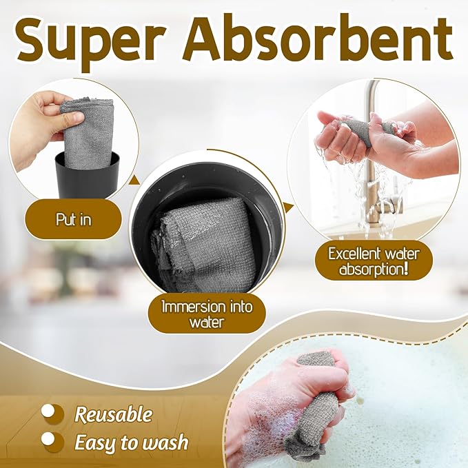 OJYUDD 75 Pack Microfiber Cleaning Cloth Roll,Reusable Tear Away Towels,Washable Ultra Absorbent Cleaning Rags for House,Car,Glass,Garage,Kitchen or Shop(Grey)