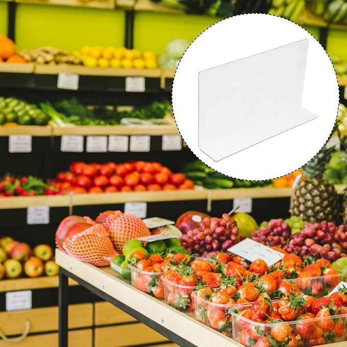 Yardwe 10Pcs Clear Plastic Shelf Dividers - 7.8Inch L-Shaped Store Goods Separators for Shelves Supermarket Commodity Classification Organizer for Home Kitchen and Retail