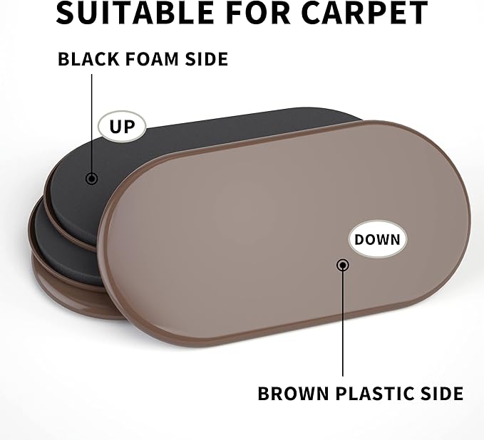 Yelanon Furniture Sliders - 8 pcs-9 1/2” Brown Furniture Sliders for Carpet, Furniture Pads Hardwoods Floors, Heavy Duty Movers Sliders, Reusable Furniture Moving Pads, Floor Protectors for Carpet
