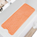 Bath Tub Shower Mat, Non Slip Bathtub Floor Liner Mats with Suction Cups and Drain Holes, Machine Washable Bathmat for Bathroom Floor Safety, 40 x 16 Inch, Clear Orange
