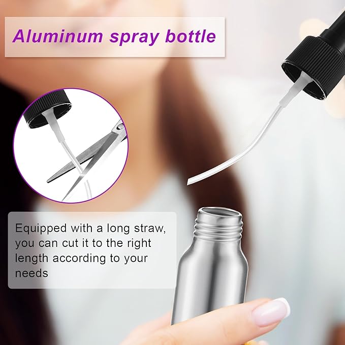 Tessco 2.7oz/ 80ml Aluminum Fine Mist Spray Bottles Reusable Metal Atomizer Bottles Fine Mist Sprayer Essential Oil Storage with Black Pump for Travel Cosmetic Perfume Toner Face Spray(50 Pcs)