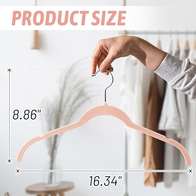 Sishynio Premium Velvet Shirt Hangers 30 Pack, Non-Slip 360° Swivel Hook Space-Saving Felt Hanger, Slim Flocked Hangers for Blouses, Strappy Dresses, Tank Tops(Pink)