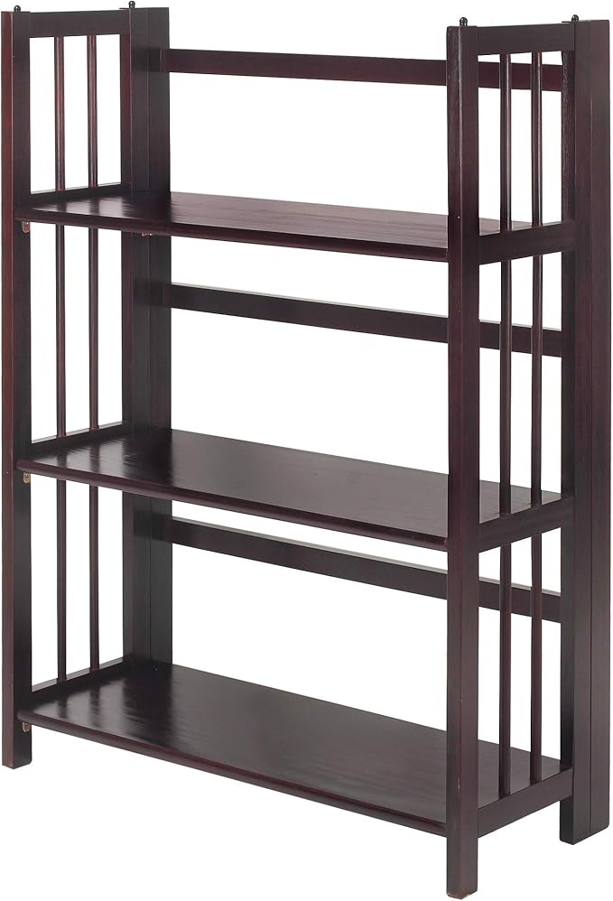 Casual Home 3 Shelf Folding Stackable Bookcase, 27.5" Wide, Espresso