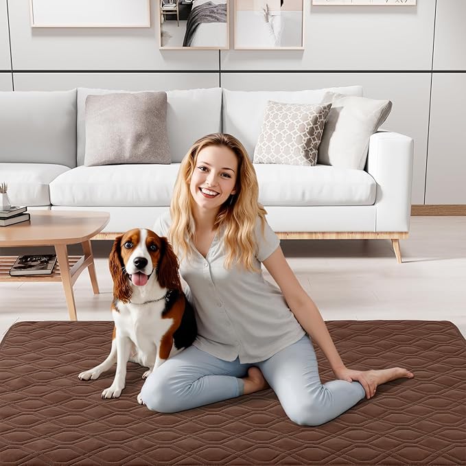 Smiry Reversible Waterproof Couch Covers for Sofa, Washable Dogs Pet Couch Covers for 3 Cushion Sofa Pet Friendly, Water Resistant Furniture Protector Slipcover, Geometric (52"x82", Brown/Chocolate)