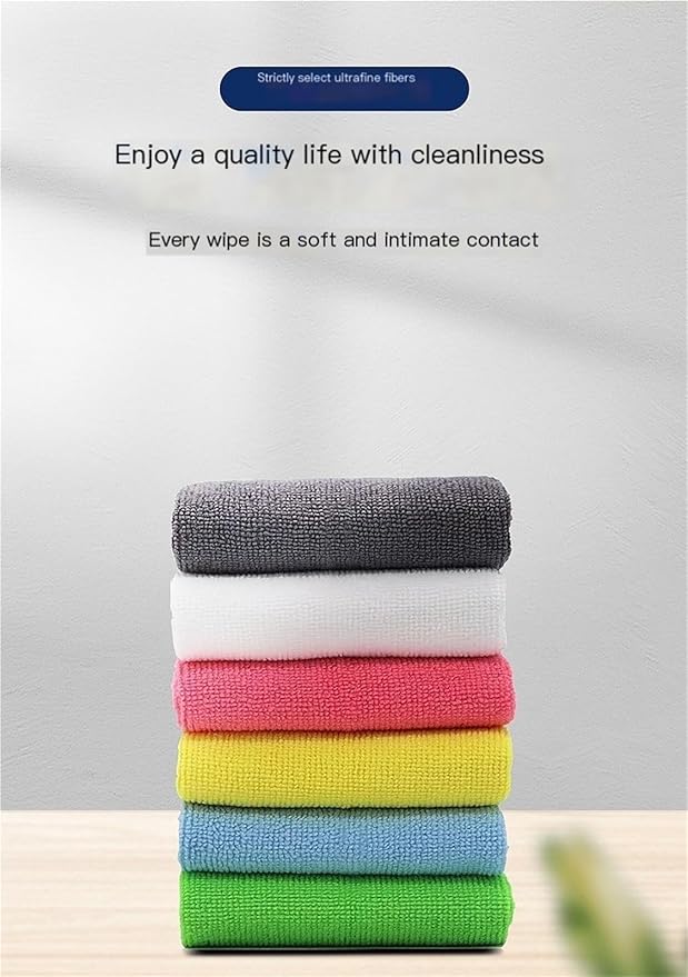 Dense-Weave Microfiber Kitchen Cloth 6/12 pk | Super-Absorbent, Lint-Free, Thick & Long-Lasting(Light Blue,12pk)