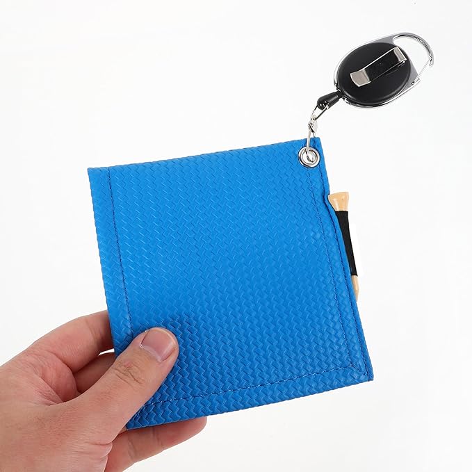 POPETPOP Golf Towel Retractable Clip Extendable Golf Club Cleaning Cloth Blue Microfiber for Men and Women On-Course Use
