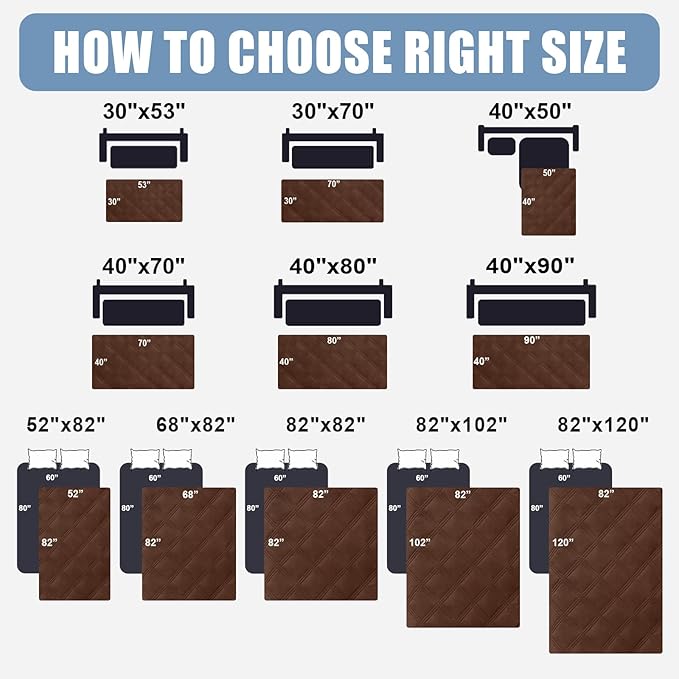Smiry Waterproof Dog Bed Cover Blanket 40x70, Soft Reversible Pet Blanket, Washable Leakproof Cats Dogs Couch Cover for Sofa, Couch, Furniture, Lattice, Brown/Brown