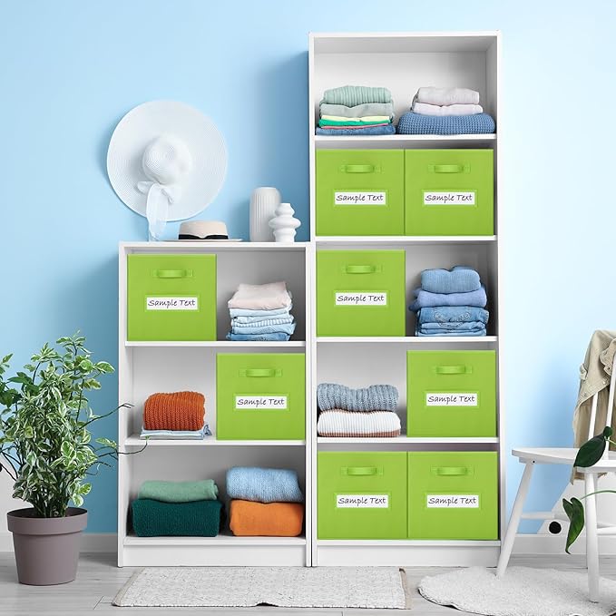 artsdi 13x13 storage cube bins (Set of 10) Foldable Fabric storage cubes with 10 Labels Window Cards & a Pen,13 inch cube storage bins,Closet Organizers for Shelves,Cubby Organizer Boxes,lime green