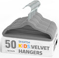 Smartor Premium 14 Inch Kids Hangers 50 Pack, Grey Baby Velvet Hanger, Non Slip, Space Saving Felt Hangers Clothes Organizers for Closet with 360° Swivel Hook for Children, Toddler & Teens