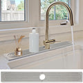 Stone Faucet Mat for Kitchen Sink- 23.6''x 3.9''Diatomite Fast-Drying Faucet Mat, Super Water Absorbing Stone Tray for Sink,Faucet Splash Guard for Bathroom Counter (Gray)