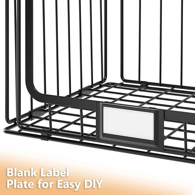 5-Tier Hanging Laundry Room Organizer with Label Cards,Foldable Wire Shelf Basket with 4 Rotating Hooks,Stacked Laundry Basket Organizer,Storage Rack for Laundry Rooms,Closet and Pantry-Black