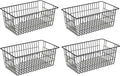 SANNO Large Freezer Baskets Metal Storage Organizer Bin Basket Wire Storage Basket for Kitchen Pantry Bathroom Large Metal Farmhouse Food Fruit Produce Organizer Bins,black,4