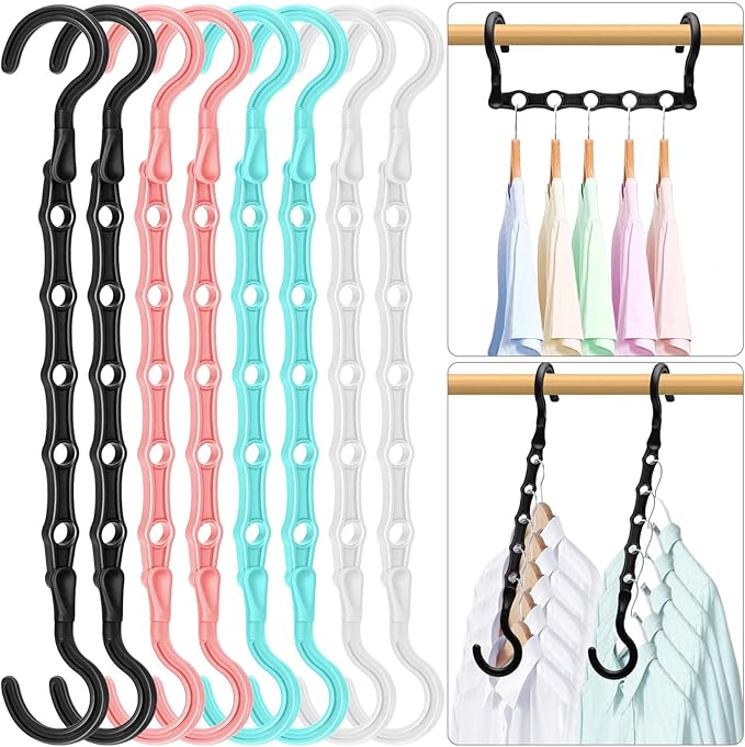 Closet Organizers and Storage, Magic Space Saving Hanger for 40 Heavy Clothes, Smart 360° Swivel Hook Cascading Hangers, Closet Organization Clothes Hangers, College Dorm Room Essentials for Girls
