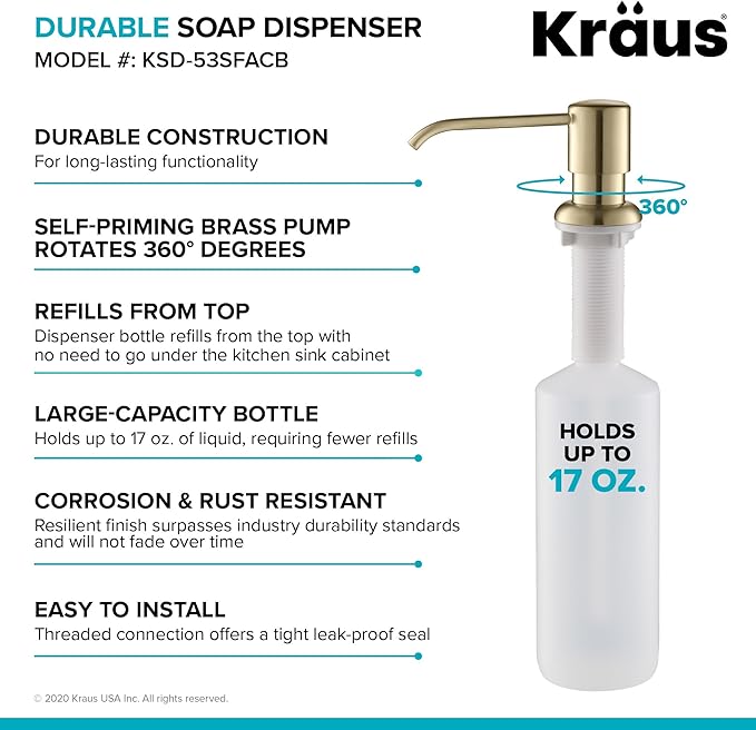 KRAUS Boden Kitchen Soap and Lotion Dispenser in Spot Free Antique Champagne Bronze, KSD-53SFACB