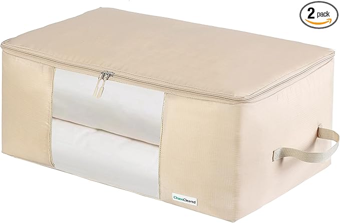Comforter Storage Bag - Folding Organizer bag for King/Queen Comforters, Pillows, Blankets, Bedding/Quilt, Blanket, Duvet, Mothproof Space Saver; Large Collapsible Organizers, 24"x14"x11"