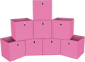 Foldable Storage Cubes Bins ,11 Inch Cloth Storage Cube Fabric Storage Box Cubes Organizer Baskets with Dual Handles for Home Organizer Set of 8 (Pink)