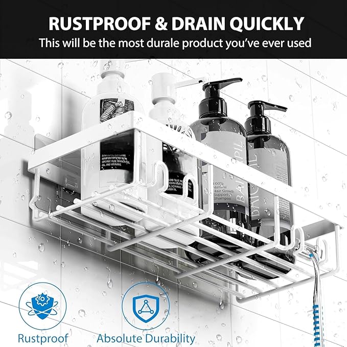 Moforoco Adhesive Shower Caddy Organizer Shelves Rack - 5 Pack Corner Bathroom Storage Organization, Home & Kitchen Decor Inside RV Accessories, Hanging First Apartment Household Camper Essentials